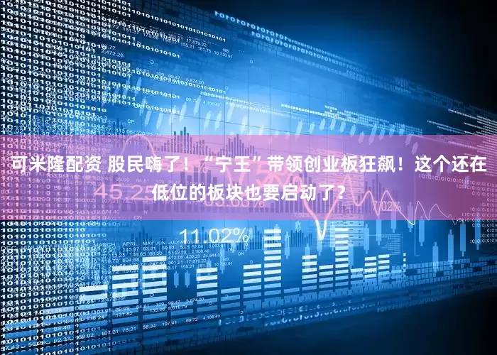 可米隆配资 股民嗨了！“宁王”带领创业板狂飙！这个还在低位的板块也要启动了？
