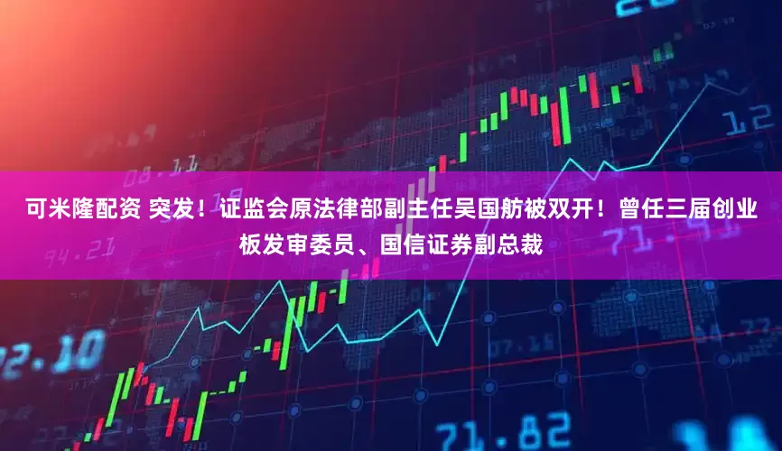 可米隆配资 突发！证监会原法律部副主任吴国舫被双开！曾任三届创业板发审委员、国信证券副总裁